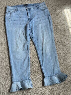 Ruffle Hem Mid Rise Skinny Ankle Sculpting Jeans Ivanka Trump Size 16